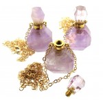 Amethyst Genuine Gemstone Cut Scent Bottle Pendant